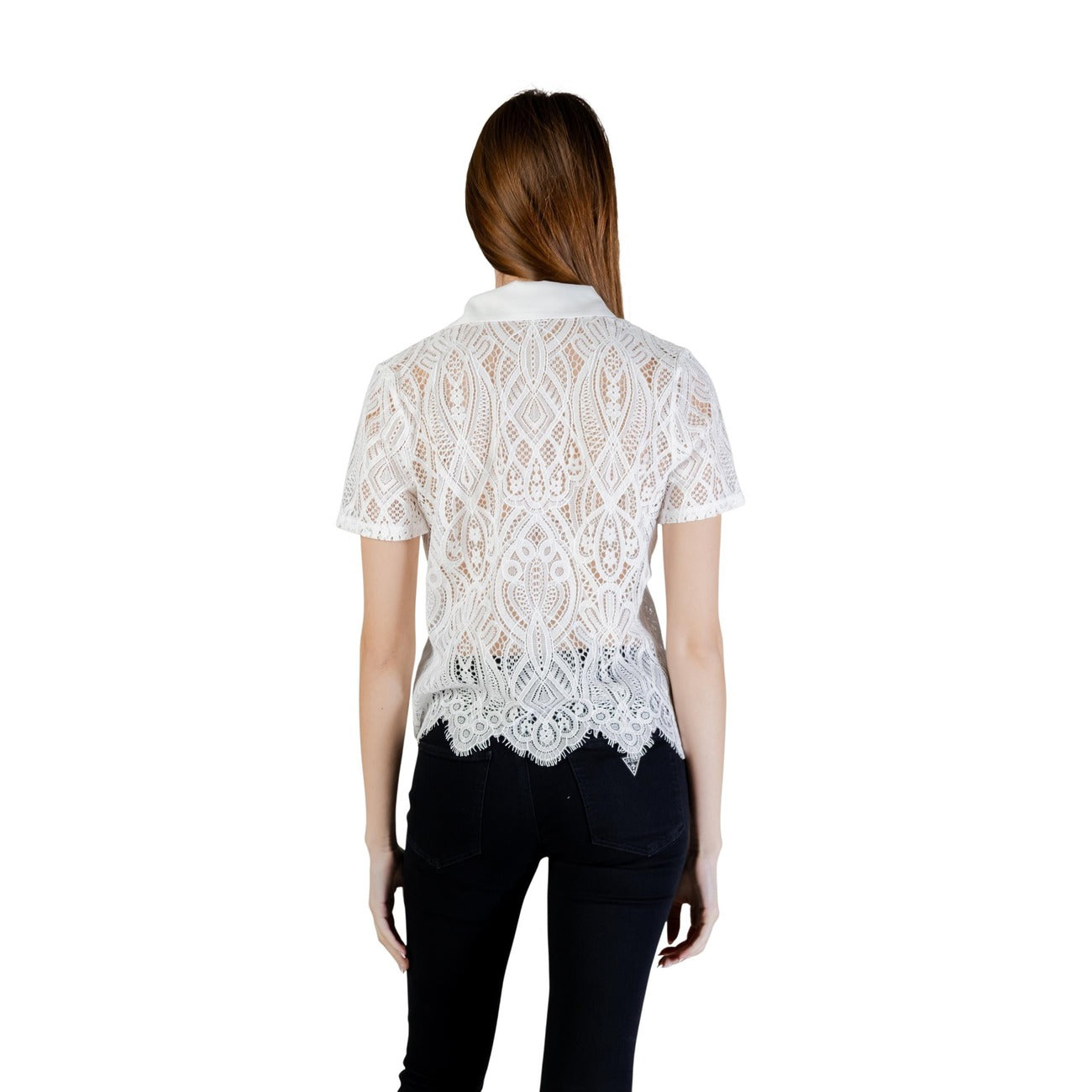 Camicia in pizzo bianco con colletto