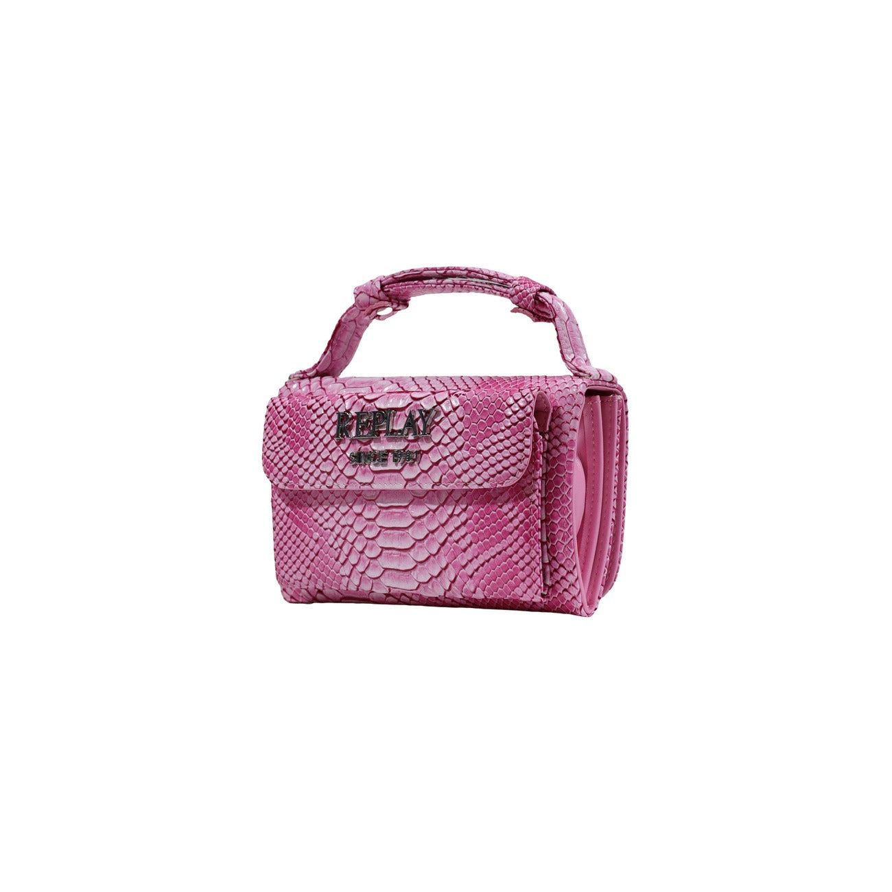 Borsa mini fucsia effetto pitonato